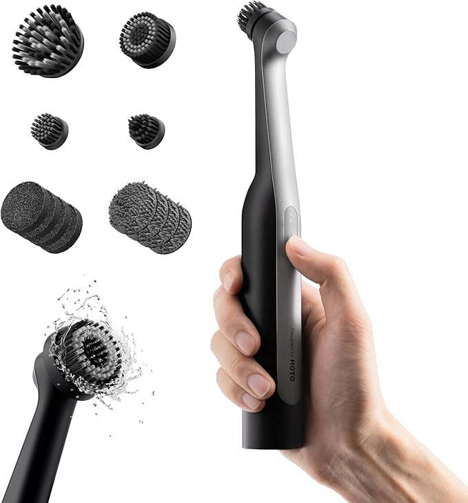 HOTO Cordless Electric Spin Scrubber, IPX7 Waterproof, for Bathroom, Kitchen, Tile, Shower, Grout, Corners