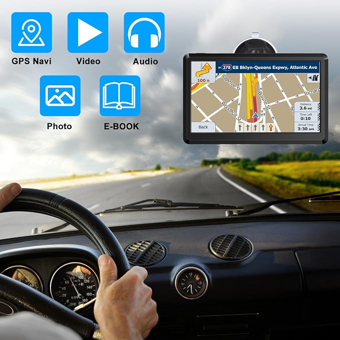 Car GPS Navigation GPS Navigation for Truck & RV & Car, Driver Alerts, Turn-by-Turn Directions, 2025 Map with Free UpdateMap