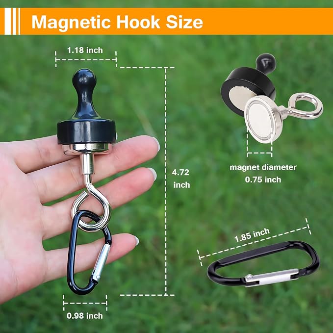 AYAMAYA Magnetic Hook + Camping Fan, Magnet Clip Hanger with Carabiner, 20000mAh Rechargeable Fan with Remote for Outdoors Camping Piccnic