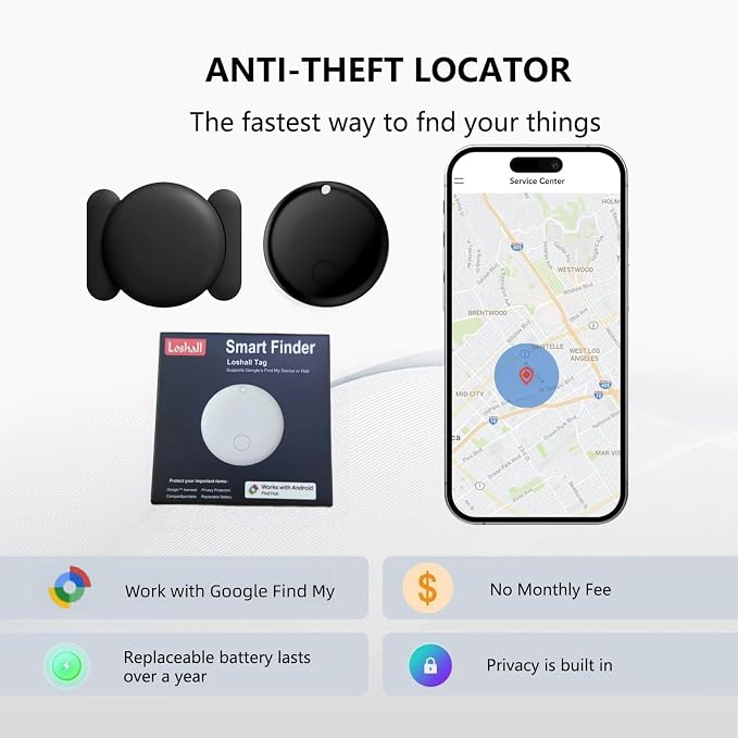 GPS Tracker for Vehicles,Magnetic Waterproof Car Tracker, No Monthly fees, Mini Portable GPS Tracker for Cars, Trucks, Motorcycle, Anti-Theft（Android Only）