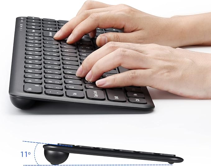SurnQiee Wireless Backlit Keyboard and Mouse Combo, 2.4G Rechargeable Ultra Slim Silent Keyboard and Mouse Set for Windows PC Computer, Laptop, Desktop (Black)