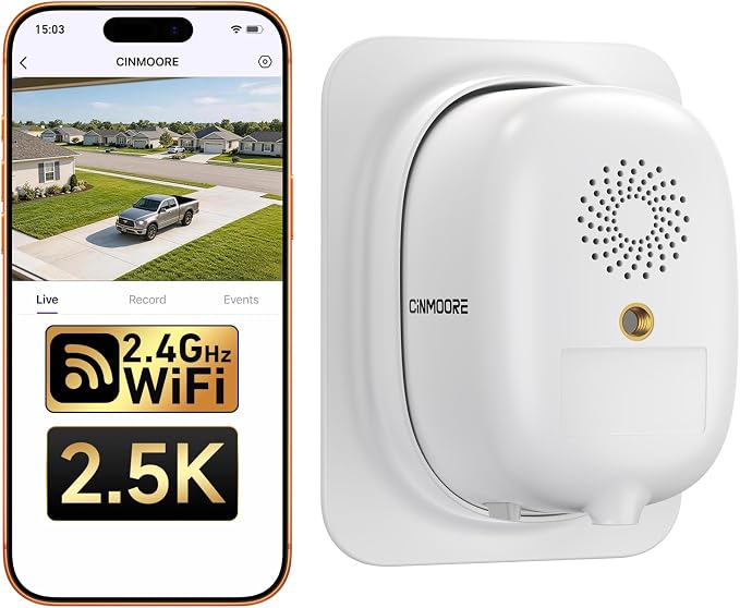 4MP 2.5K Wireless Window Camera, Rechargeable Indoor HD Home Security Camera, 2.4GHz WiFi, Full Color Night Vision, AI Motion Detection, Anti-Glare, No Wiring, Static Cling Mount No Residue