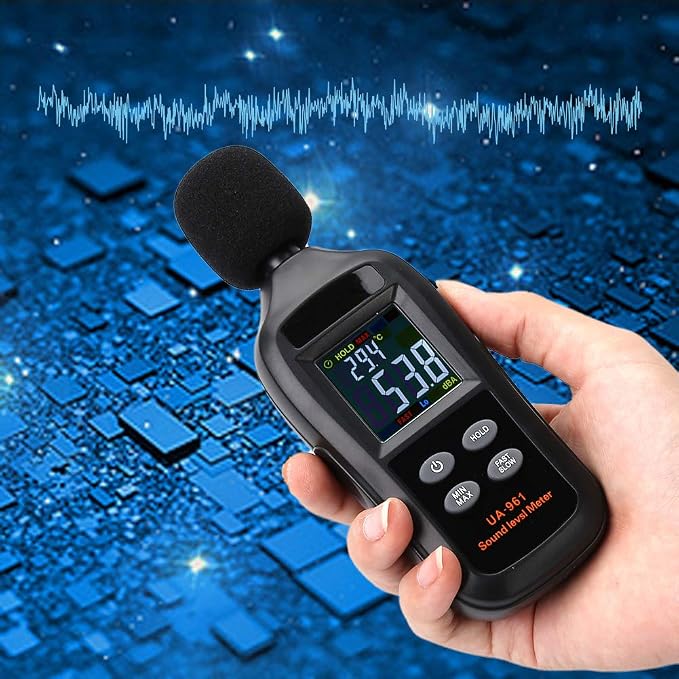 Oumefar Sound Meter Digital LCD Screen Decibel Meter Detector Handheld with Measuring Level Range 35dB to 135dB Portable Sound Level Meter for Frequency Analyzer