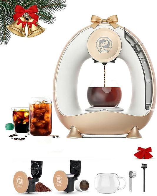 i Cafilas Single Serve Coffee Maker,Fast Heat in 20s,2-in-1 Coffee Machines Compatible with K-Cup Pods&Ground Coffee,Compact Coffee for Small Spaces, Brew in 2 mins,Champagne Coffee maker