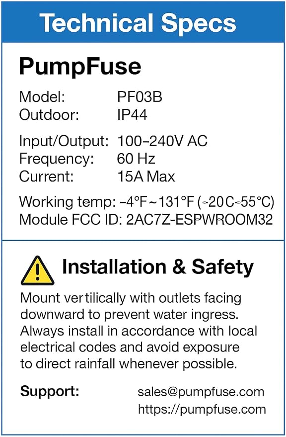 Sump Pump Monitor & Alarm (Outdoor) – Prevent Flooding with Dry Run, Overload and Power Outage Alerts – No Water Level Sensors Needed, Smart Wi-Fi Energy Monitoring Plug