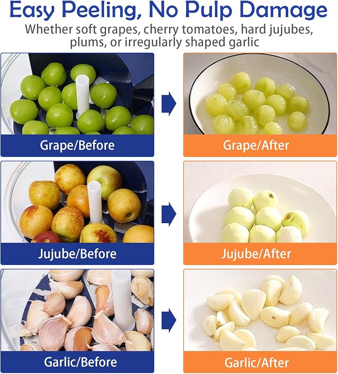 Electric Automatic Grape Peeling Machine,USB-C Charging,One-Button Garlic Peeler,Suitable for Small Fruits Such as Grapes, Garlic, Jujube, Etc.