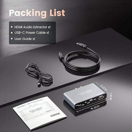 8K eARC HDMI Audio Extractor Converter, 4K@120Hz ARC HDMI Adapter to Optical/SPDIF RCA 3.5mm AUX Audio Adapter Converter Splitter Support LPCM 5.1/DTS/DSD for Laptop/TV Box/DVD/PS5/Soundbar/Speaker