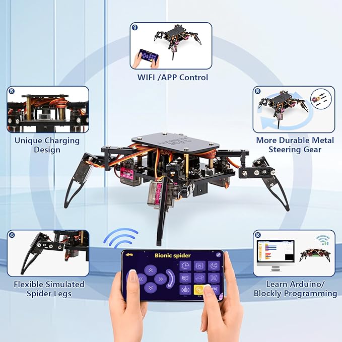 ACEBOTT Science Kits Spider Robot Building Kit STEM Crawling Robot Gifts for Kids Boys Ages 8-12 Girls, Scientific Coding Robotic Technic Creative DIY Toys for Birthday