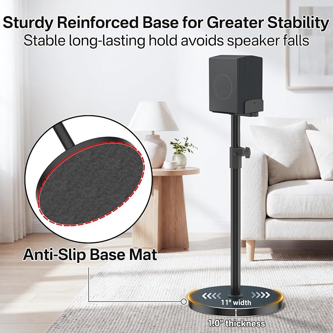 Speaker Stands Pair for Samsung HW-Q990H/Q990F/Q990D/Q930H/Q930F - Height Adjustable Extend 29” to 37.5”, Dual Side Clamp Surround Speaker Stand for Samsung Rear Speaker Stands with Cable Management