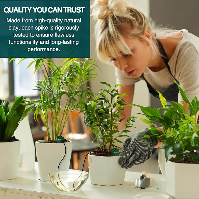 Blumat Classic Self-Watering Stakes - Prevents Overwatering and Underwatering for Healthy Growth While You are Away - Ideal for Indoor Plant Watering (6 Pack w/o Adapter)