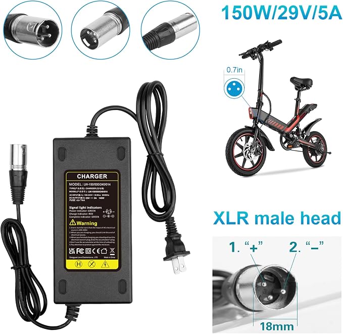 29V 5A 3-Pin Male XLR Charger for 24V Battery for Pride Mobility, Jazzy Power Chair, Lakematic,Golden Technologies, ShopRider Rascal，Drive Medical,24BC5000TF-1 Go-Go Elite Traveller