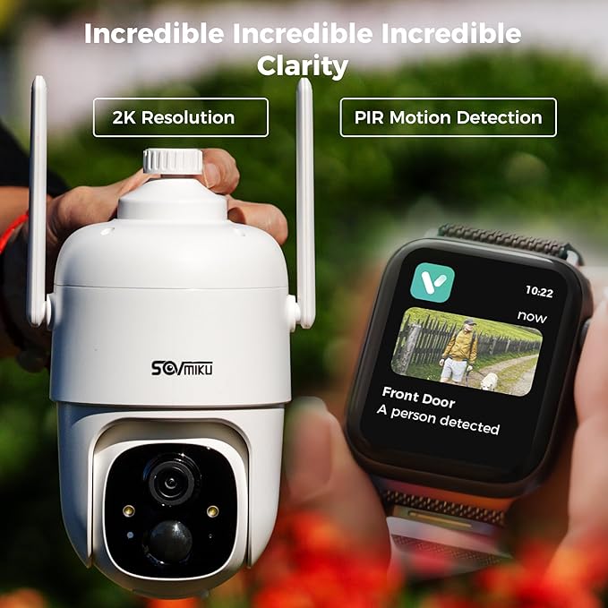 Vicohome 4CQ1 AI 2K Solar Security Camera Wireless Outdoor, Battery Powered,Two Way Audio,Motion Detection, 360° View,Easy to Setup,Color Night Vision,Audible Flashlight Siren,180 Days Exchange Policy