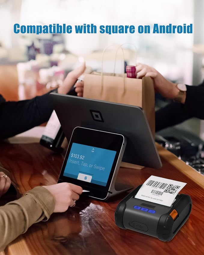 ZYWELL ZM04 2.0 Bluetooth Thermal Receipt Print & Label Print Two-in-One,Works with Android Square Supprot 58mm/80mm,NO iOS/WiFi
