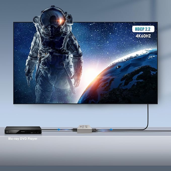 HDMI Splitter 1 in 2 Out 4K 60Hz - EDID Clone, HDCP2.2, HDR, Dolby Atmos, Dolby Vision - Compatible with Firestick 4k Max, PS3/PS5 & Elgato HD60s/x/Pro, Apple TV 4K, Retrotink, Roku Stick
