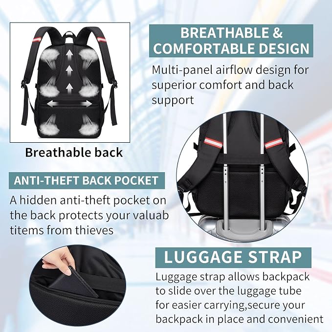 Lunch Backpack for Men, Insulated Cooler Lunch Box Backpack, Extra Large 50L Travel Laptop Backpack for Work with USB Charging Port, Water Resistant 17inch Computer Bag Big, Blue