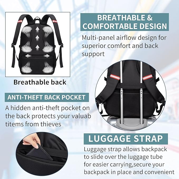 Lunch Bag Backpack, Insulated Cooler Lunch Box Backpack, Extra Large 17inch Travel Laptop Backpack 50L with USB Charging Port, Water Resistant Big work Backpack for Men Women , Grey