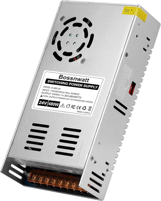 24V 20A Switching Power Supply AC110V/220V to 24 Volt DC Regulated Converter Adapter Universal Transformer 24 Volt Power Supply SMPS 480W for LED Strips, 3D Printer, Ham Radio, CCTV Cameras