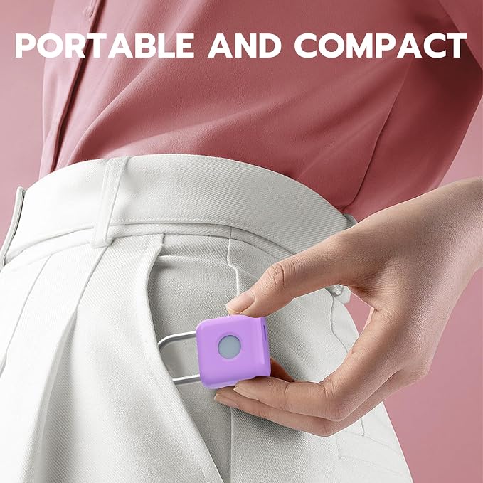 Fingerprint Padlock eLinkSmart Gym Locker Lock for Girls Women with Phone App iOS Watch Metal Keyless Combination Locks for School Sports Locker Toolbox Hasp Storage Purple