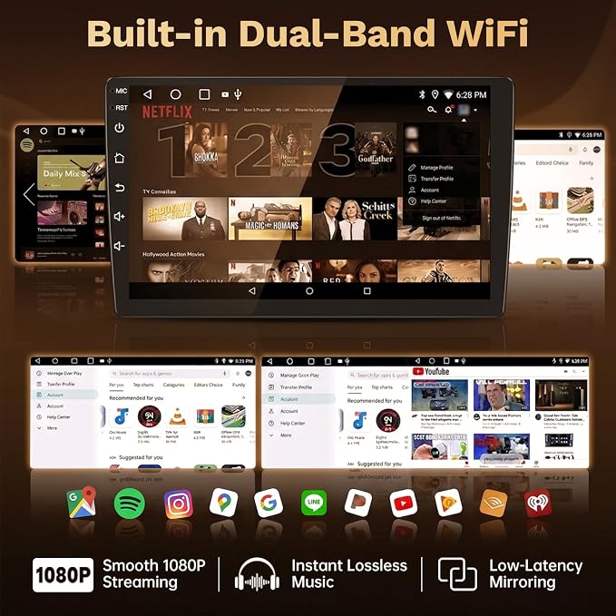 4GB RAM+64GB ROM Car Radio for Dodge Ram 1500 2500 2013-2018: 9-Inch 1280 * 800 IPS Touchscreen Upgrade Stereo with Wireless Carplay Android Auto 1080P Backup Camera Bluetooth 5.4 GPS 5G WiFi SWC FM