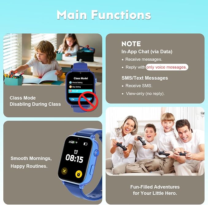 4G Kids Smart Watch for Boys Girls with GPS Tracker, Kid Smartwatch Phone Call SOS Video Call for Kids Birthday Gift Ages 4-12
