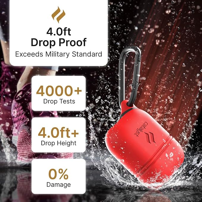 Catalyst Waterproof Case for AirPods 2nd Generation and AirPods 1st Generation - Wireless and USB-C Charging High Drop Protection AirPod Gen 2 and Gen 1 Case with Carabiner, One Piece Design