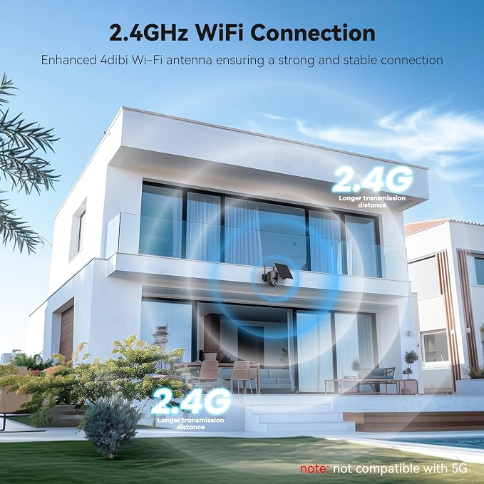 ELYSOO Solar Security Cameras Wireless Outdoor, 2.4GHz WiFi, 2K Color Night Vision, Outdoor Camera Wireless for Home Security, 360°Panoramic View, Weatherproof, 2pack