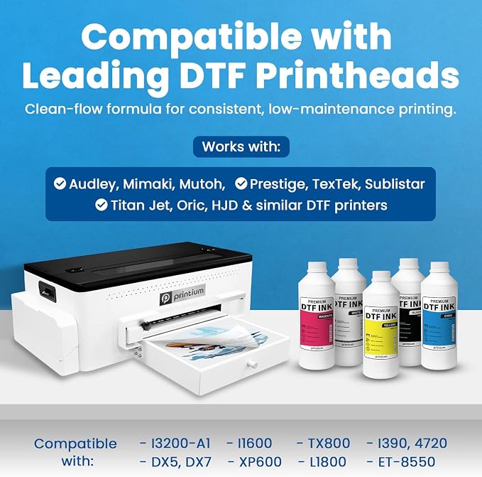 DTF Ink Yellow 33.8 fl oz (1000ml) | High Opacity Clog-Free Formula | Compatible with ET8550 L1800 XP600 I3200 4720 XP15000 & All Printheads | Reliable Color Accuracy & Smooth Flow