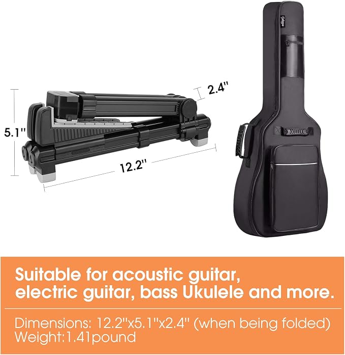 ENO MUSIC Guitar Stand - Alumium Alloy A-Frame Universal Folding Stand, Suitable for Acoustic, Electric & Bass Guitars - Black