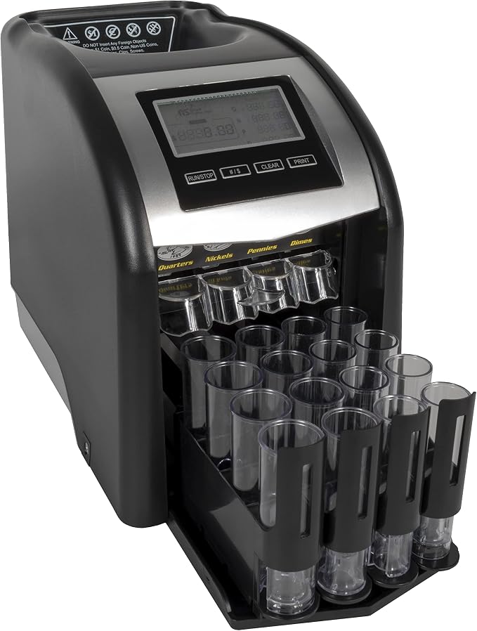 Royal Sovereign 4 Row Electric Coin Counter/Sorter with Patented Anti-Jam Technology & Digital Counting Display (FS-44N), Black