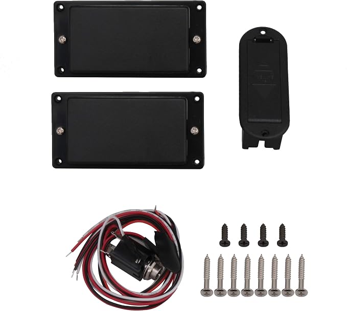 Mxfans 2Pieces Double Coil Ceramic Magnet Active Pickup fits Electric Guitar Black