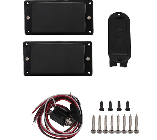 Mxfans 2Pieces Double Coil Ceramic Magnet Active Pickup fits Electric Guitar Black