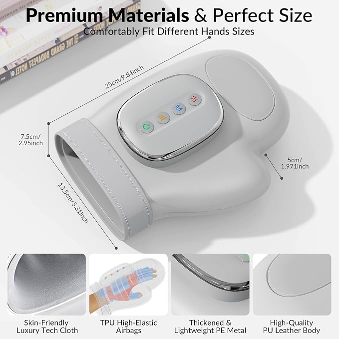 Hand Massager with Heat and Compression, 3-in-1 Professional Hand Massager for Arthritis and Carpal Tunnel Relief, 5 Intensity & 3 Heat Settings, Christmas Gift for Women Men, Office Workers, Seniors
