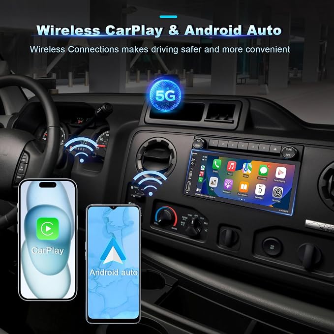 Wireless Single Din Car Stereo with Apple Carplay,IPS Touch Screen Car Radio with Bluetooth,Backup Camera,FM/AM Car Radio,Car Play Android Auto,AUXTF,Type-C,USB