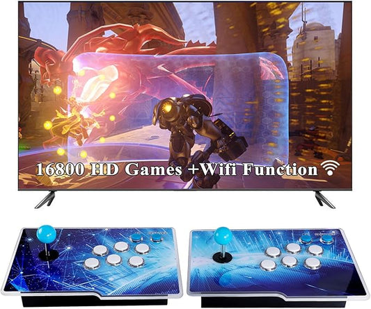 16800 Games 3D Pandora Box TT Arcade Game Console,WiFi Function Retro Video Game Machine,1280x720 HD Output,Search/Save/Hide/Pause Games,Support 4 Players,Two Split Consoles