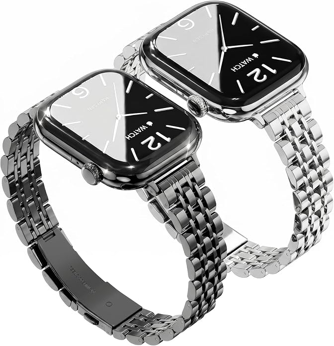 Slim Metal Band Compatible with Apple Watch Bands for Women, Series 11/10/9/8/7/6/5/4/3/2/1/SE, 46/42mm (S11/10), 45/44/42mm, 41/40/38mm Stainless Steel Bracelet