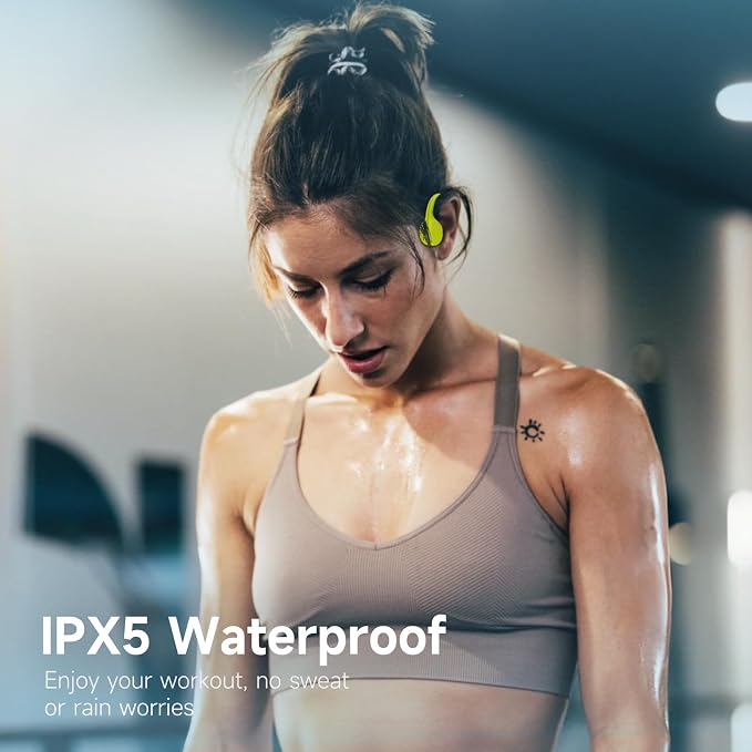LOBKIN Bone Conduction Headphones Bluetooth 5.4, Open Ear Headphones with Mic, Wireless, 10H Playtime, IPX5 Waterproof Sports Headphones (Yellow)