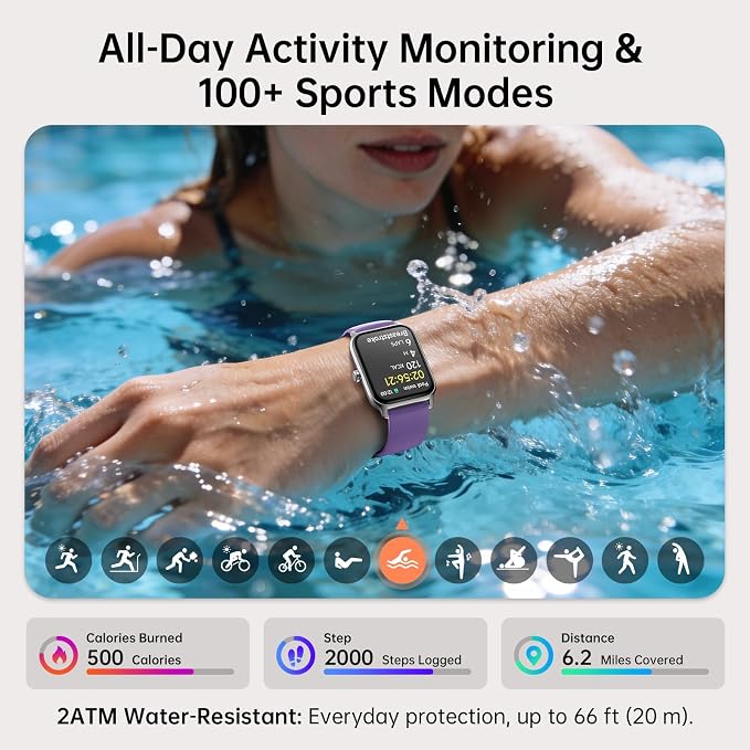 Tensky Smart Watch for Women/Men, 1.85'' HD Activity Smartwatch for iPhone/Android/Samsung, 100+ Sport Modes Fitness Tracker (Answer/Make Call), Alexa Built-in,Sleep/Heart Rate/SpO2 Monitor/Waterproof