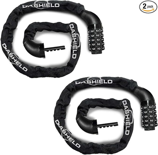 Bike Chain Lock Security 5 Digit Resettable Combination, 38.6 inches Heavy Duty Anti Theft Lock Chain for Bicycle, Motocycle, Scooter, Gate, Fence (Black-2PK, 3.2ft)
