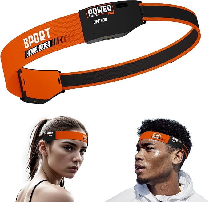 Sport Headphones Bluetooth 5.4 with Sweat Resistant Headband, Sleep Headband Headphone with HD Ultra-Thin Stereo Speakers, Comfortable Fit Wireless Headset with Headlamp for Cycling, Running, Fitness