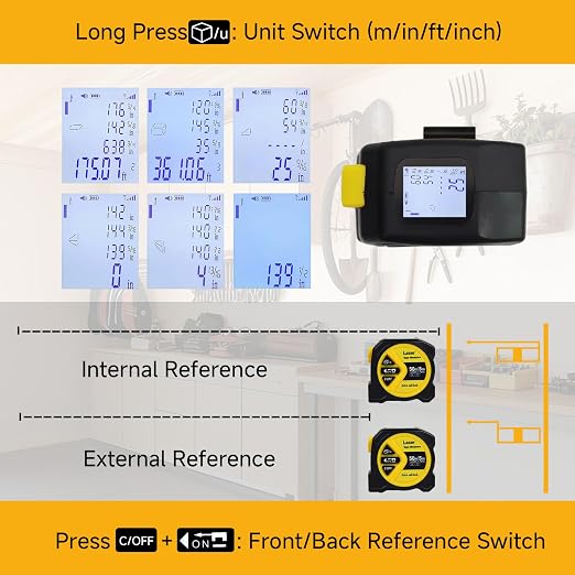 2-in-1 Digital Tape Measure with Laser, Rechargeable Laser Measuring Tool | 164Ft/50m Laser Measure & 16Ft/5m Auto-Lock Tape | w/Backlit LCD Display, Area & Volume Calc | Ft/in/M/Ft+in Units