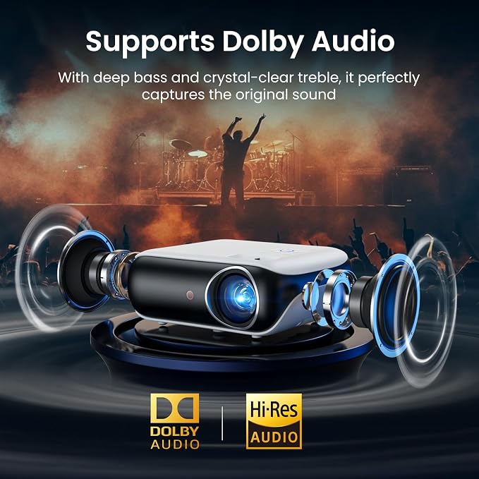 HAPPRUN Native 1080P Projector, Bluetooth Home Theater Movie Projector with Built-in Speaker, Compatible with Smartphone, HDMI, Fire Stick, PS5, Indoor & Outdoor Use -With Google TV System