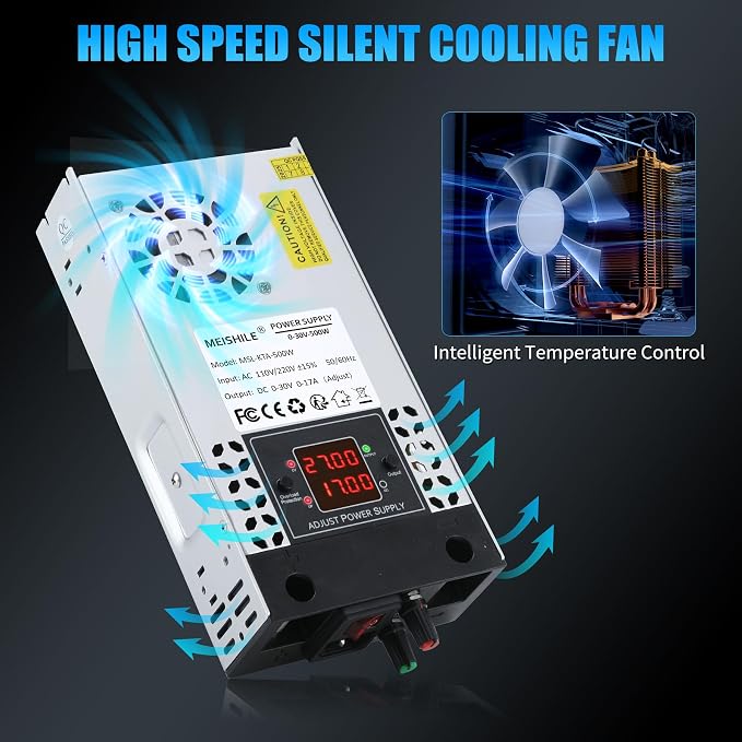 Upgrade Adjustable (0-30V 0-17A) 500W DC Switching Power Supply AC-DC Transformer with Adjustable buttonsConverter Drive Sensor System Lamp Meter Controller Servos Ultraso Electric Motor Fan SMPS