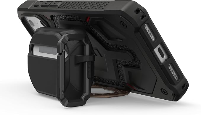 URBAN ARMOR GEAR UAG Designed for AirPods Pro 3rd Gen Case - Built-in Phone Stand Detachable Carabiner Clip Rugged Military Grade Drop Proof Protective Cover, Monarch Black/Aged Bronze