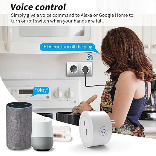 Mengshen Smart Plug Home WiFi Outlet with App Remote Control Compatible with Alexa & Google Home Smart Socket with Timer Function 16A 2.4GHz WiFi Only No Hub Required