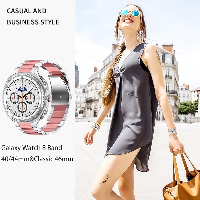 GOLDTOLUCK No Gap Stainless Steel Band Compatible with Samsung Galaxy Watch 8 7 6 5 4 Classic FE Pro Ultra 40mm 44mm 46mm 43mm 47mm 45mm 42mm Replacement Men Women Milanese Metal Elegant Casual