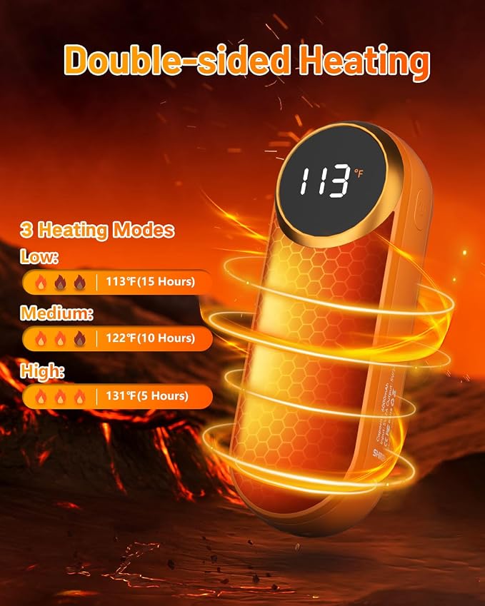 Rechargeable Hand Warmers 2 Pack - Magnetic AI Electric Hot Hands with LED Light, 3 Heat Settings Double Sided, 15H Battery Life, Portable Electric Heater for Outdoor，Hunting Camping ， Christmas Gifts