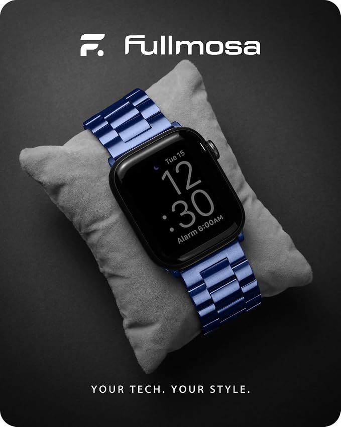 Fullmosa Metal Band Compatible with Apple Watch Bands 41mm 40mm 38mm, iWatch Band with Case for Apple Watch Series 9 8 7 6 5 4 3 2 1 SE3/2/1, Blue
