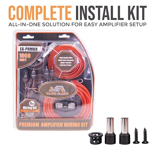 Elite Audio 8 Gauge Amplifier Wiring Kit, 1000W CCA Amp Install Kit – EA-PRMK8