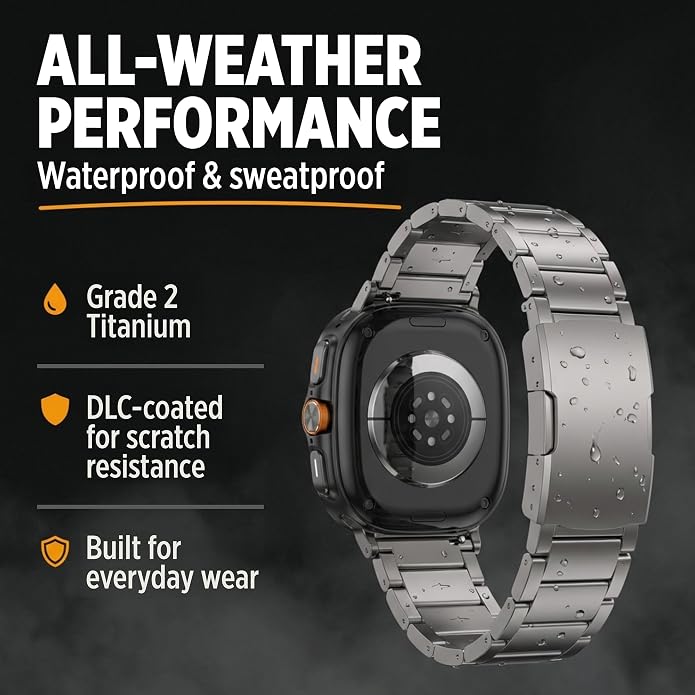 Ultra Supply Co. Titanium Band for Samsung Galaxy Watch Ultra 47mm – Galaxy Watch Ultra Metal Band with Folding Clasp, Scratch & Water-Resistant DLC Coating, Adjustable Smartwatch Bands