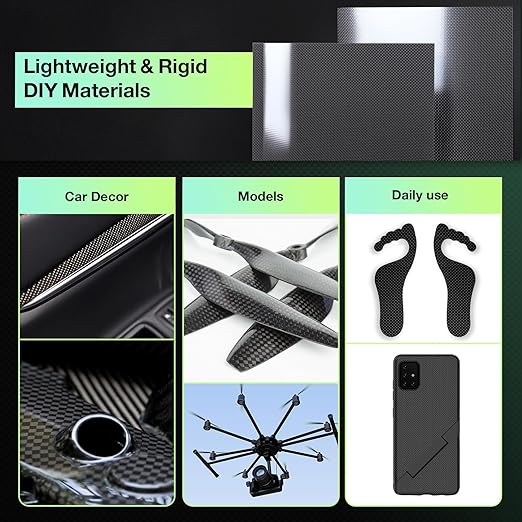 400x500x6mm 100% 3K Carbon Fiber Sheet, Glossy Plain Weave Carbon Fiber Panel, Real Carbon Fiber Board for DIY, Car Models, RC Drones, Wallets, Repair Projects
